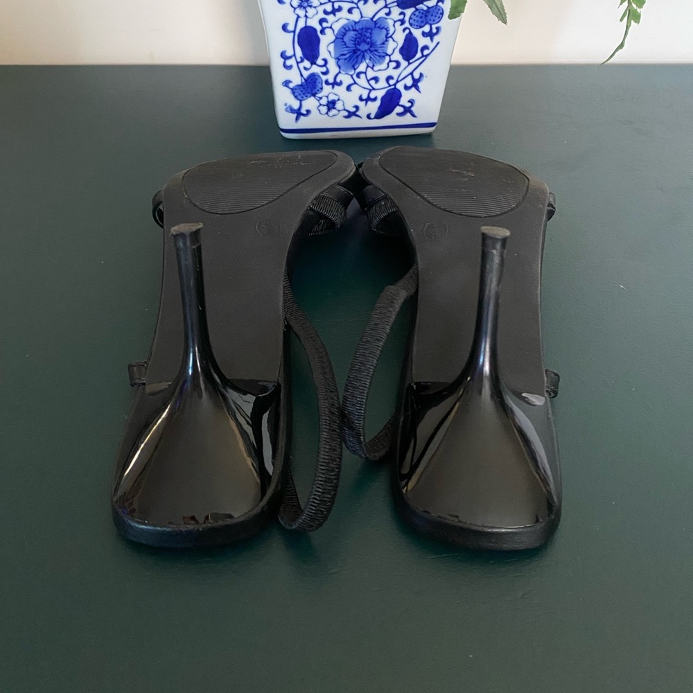 Y2K Black Strappy Heels Square Toe Slingback Sandals Size 8 Streetwear Society - Picture 6 of 14